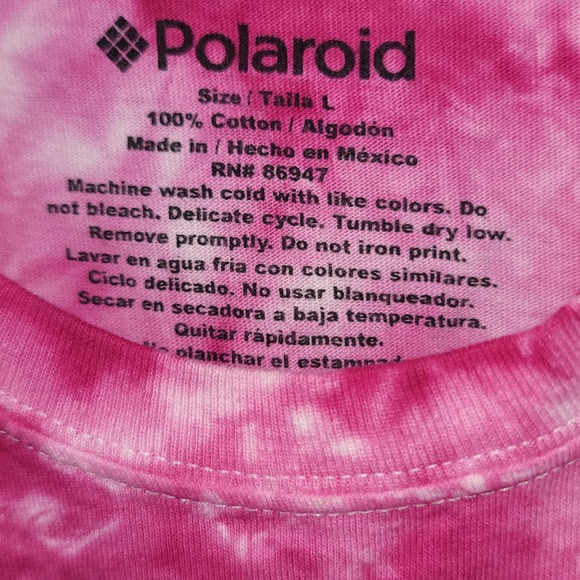 Women's Polaroid Tie Dye Graphic Cropped Boxy Sz L T Shirt Dopamine Funky Y2K - Picture 4 of 6